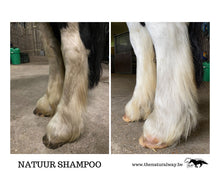 Laden Sie das Bild in den Galerie-Viewer, Natuur Shampoo The Natural Way Laura Cleirens, 100 % natuurlijke shampoo voor paarden met jeuk zomereczeem mok CPL, aloë vera en etherische olie, duurzaam en huidvriendelijk, alle huidtypes, gevoelige huid